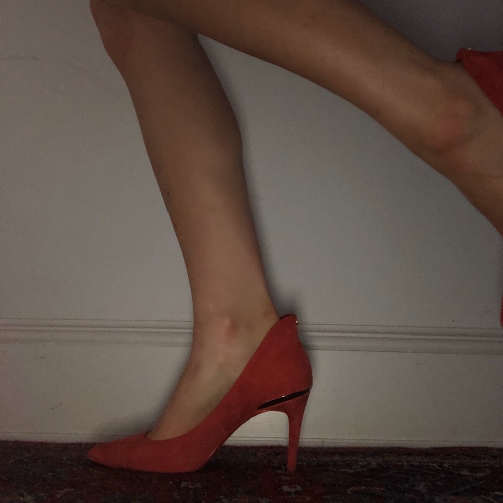 red suede ted baker high heels